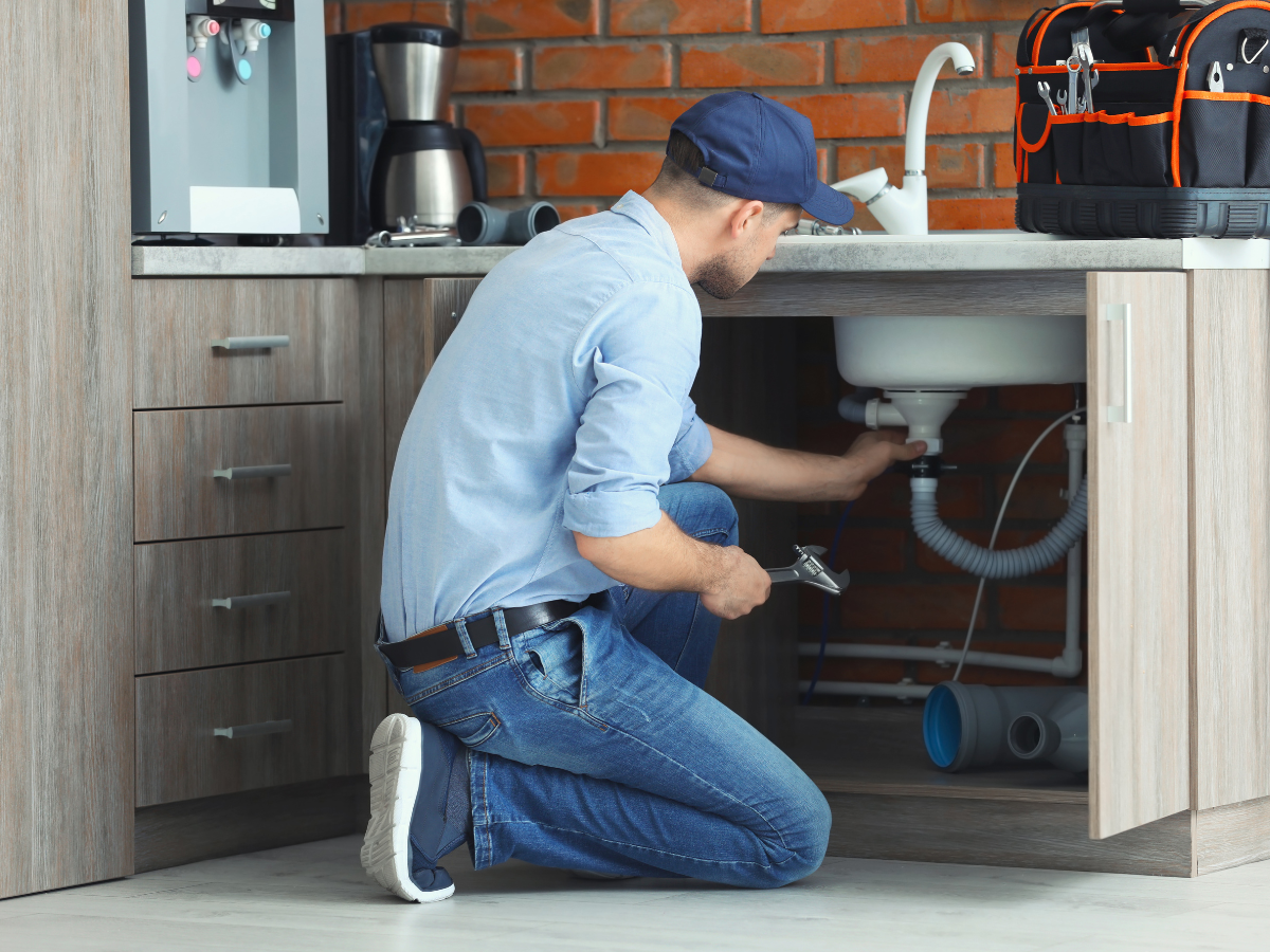 plumber fixing a sink